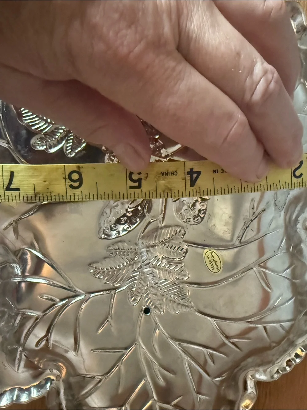 Silver Leaf-Shaped Decorative Serving Tray